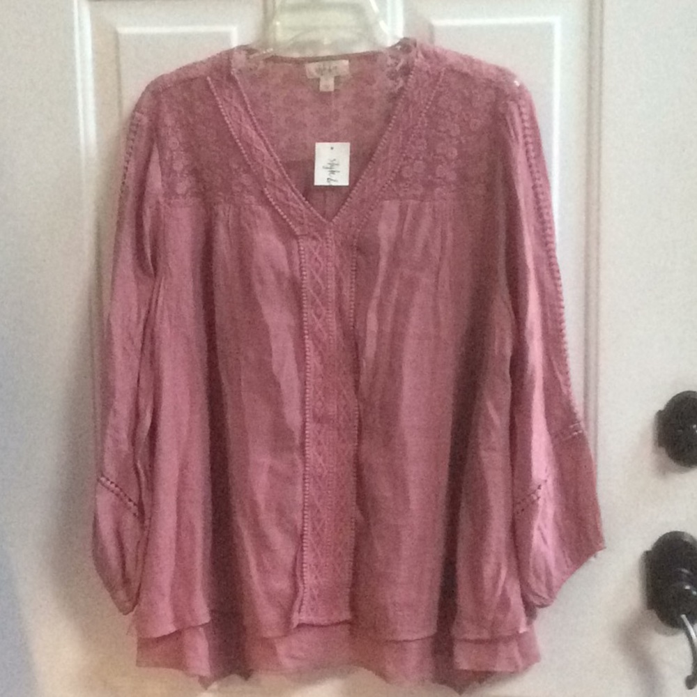 💕new Style & Company mauve lined blouse Sz L